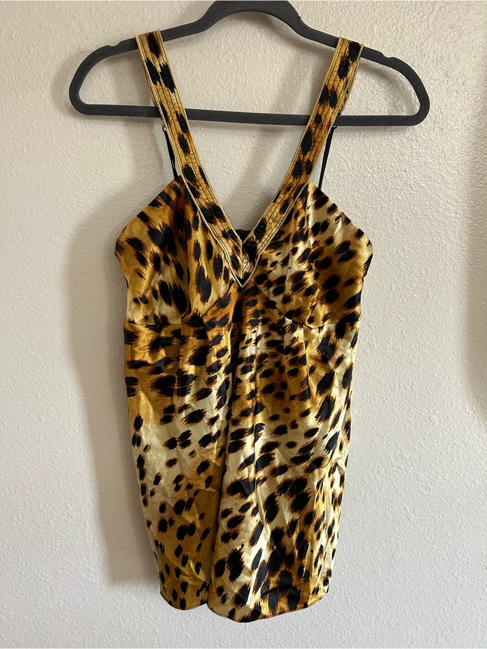 Victorias Secret Y2K Satin Leopard Print Babydoll Tank Top Womens L